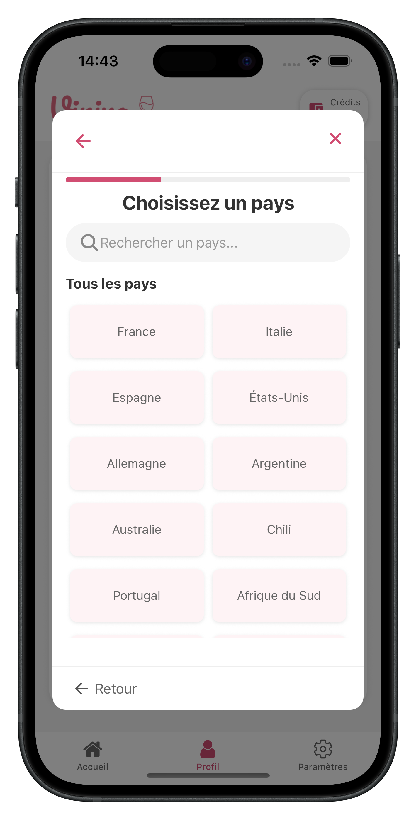 Étape 2: Type de vin